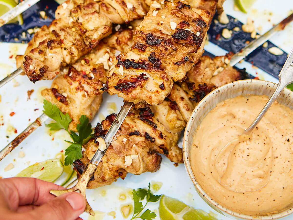 Spicy chicken satay