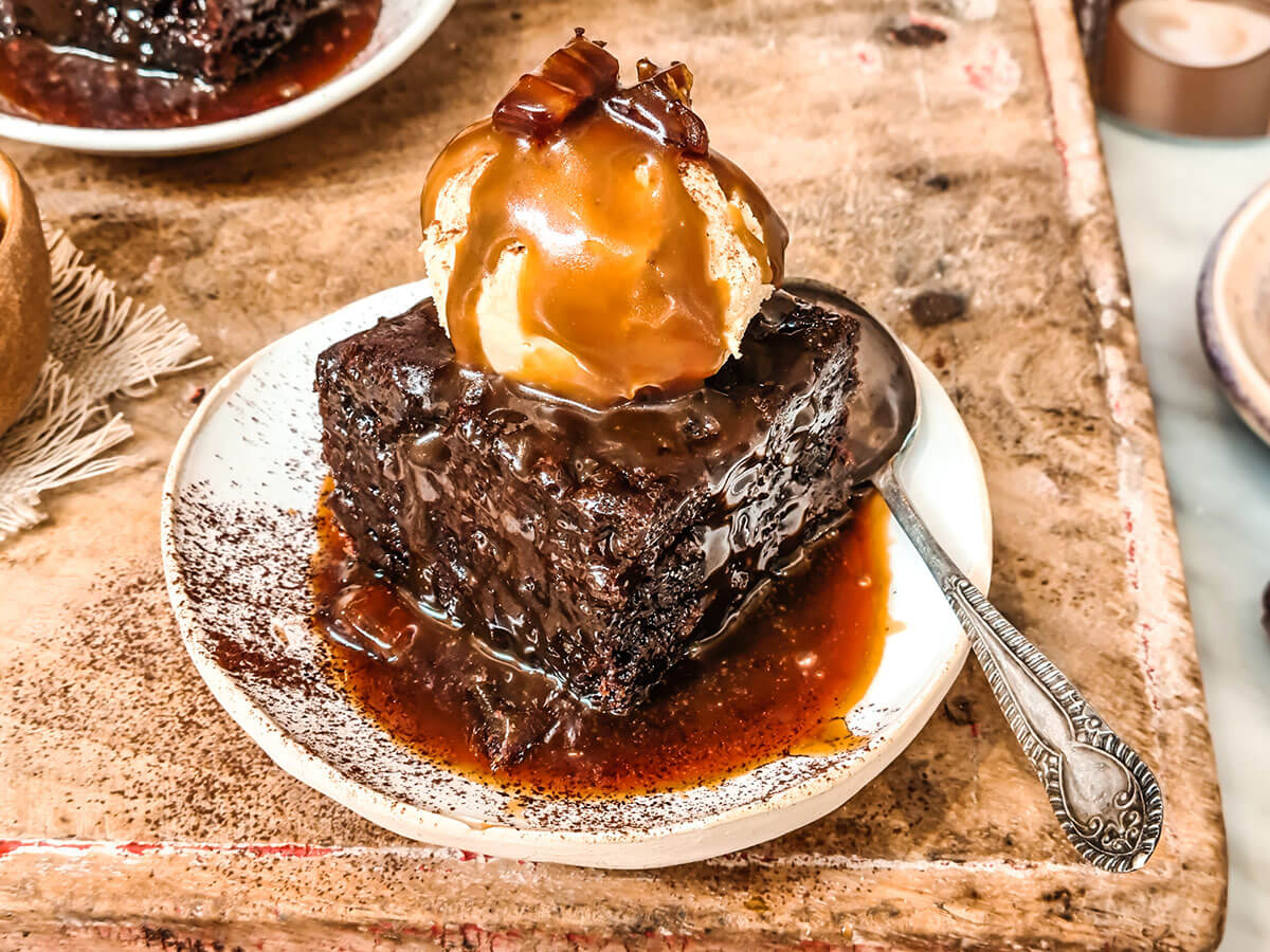 Malted sticky toffee pudding