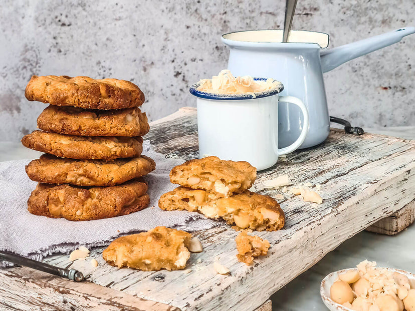 White chocolate & macadamia cookies